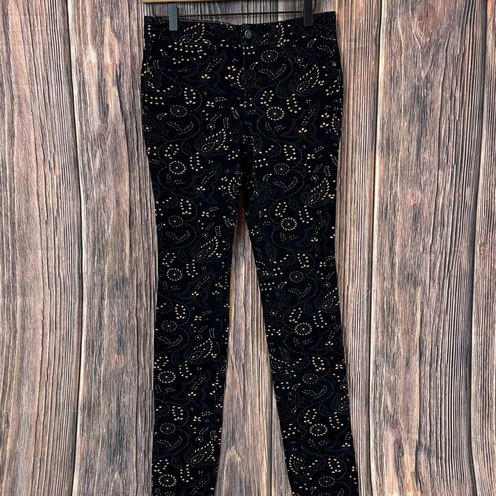 Pilcro Black and Gold Patterned Pants